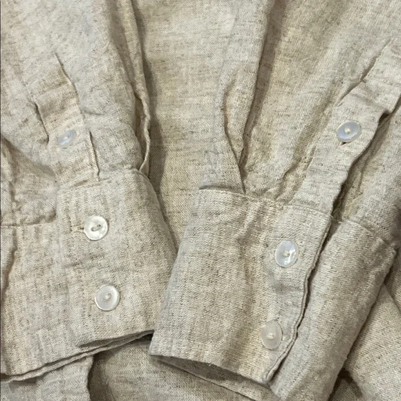 Abercrombie & Fitch Linen Blend Cream Long Sleeve Shirt Dress (Belt Missing) XS - Picture 10 of 12